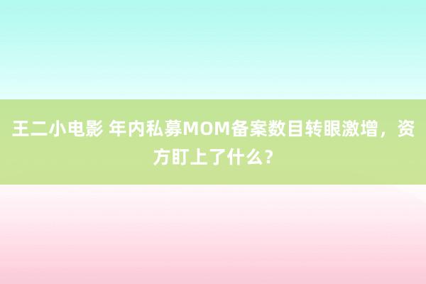 王二小电影 年内私募MOM备案数目转眼激增，资方盯上了什么？