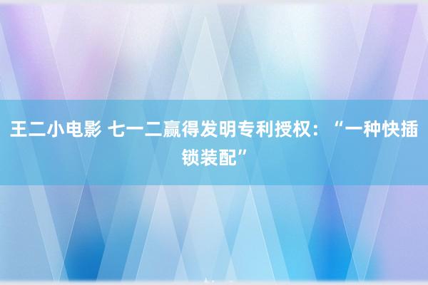 王二小电影 七一二赢得发明专利授权：“一种快插锁装配”