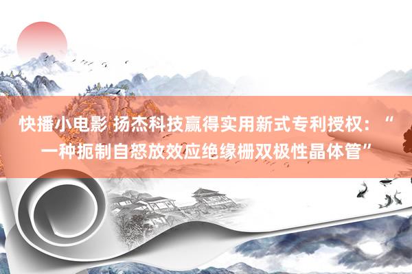 快播小电影 扬杰科技赢得实用新式专利授权：“一种扼制自怒放效应绝缘栅双极性晶体管”