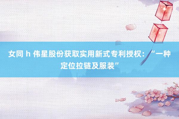 女同 h 伟星股份获取实用新式专利授权：“一种定位拉链及服装”