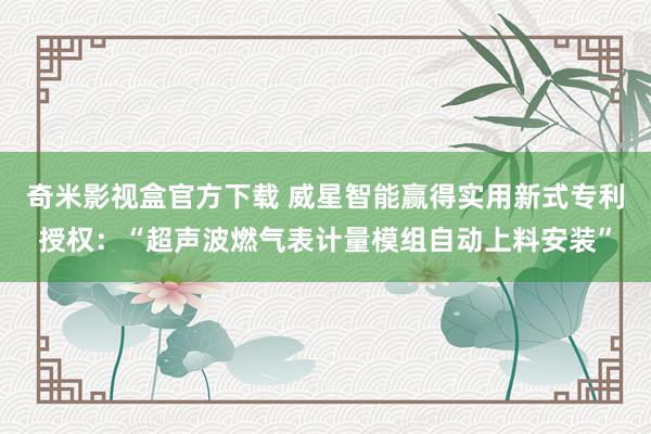 奇米影视盒官方下载 威星智能赢得实用新式专利授权：“超声波燃气表计量模组自动上料安装”