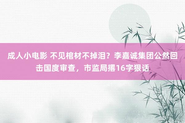 成人小电影 不见棺材不掉泪？李嘉诚集团公然回击国度审查，市监局撂16字狠话