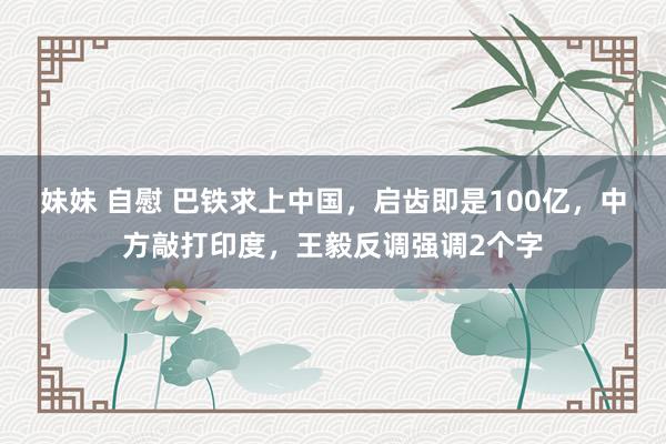 妹妹 自慰 巴铁求上中国，启齿即是100亿，中方敲打印度，王毅反调强调2个字