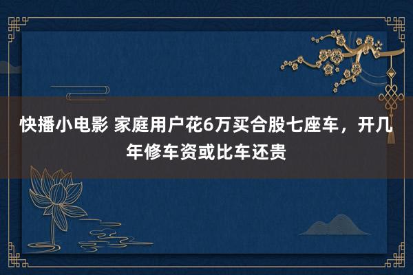 快播小电影 家庭用户花6万买合股七座车，开几年修车资或比车还贵